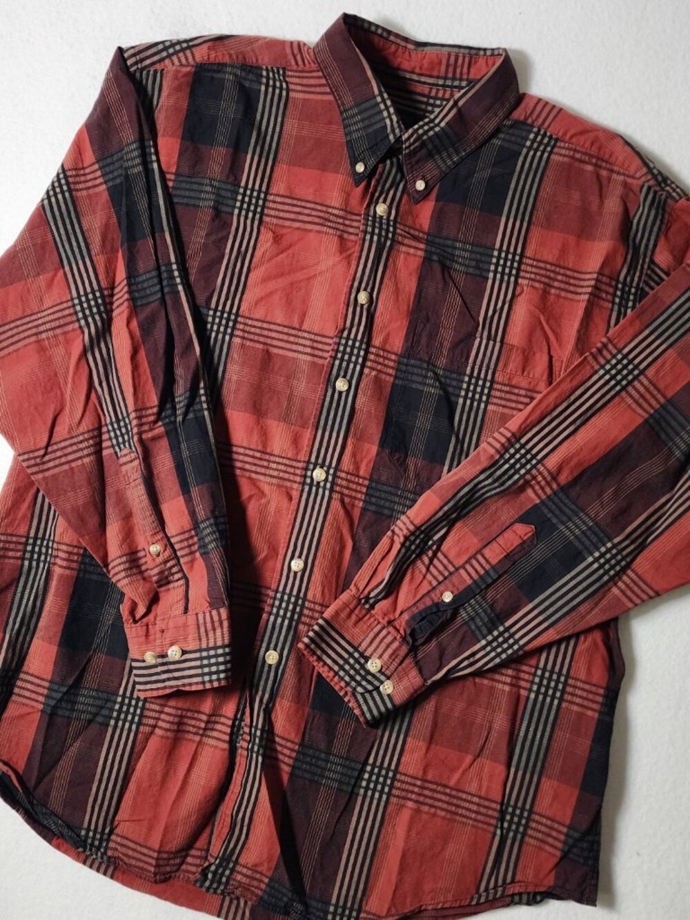 Biscayne Bay Men's Plaid Button Down L/S Shirt Size L